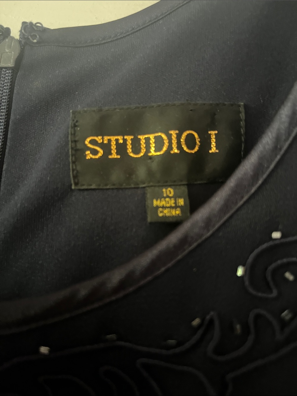 Studio I Navy Blue Beaded Evening Dress & Jacket Set - Picture 4 of 7